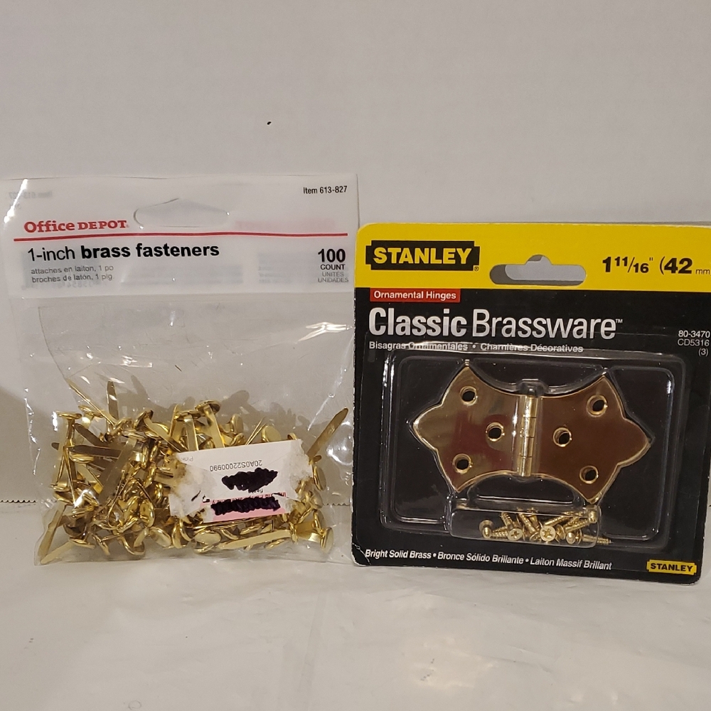 🆓️ #21 Stanley & Office Depot Brassware Hinge with Gold Fasteners